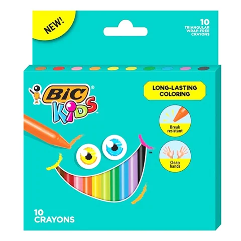 Bic Kids Assorted Colour Triangular Crayons 10 Pack