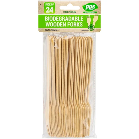 Biodegradable Wooden Forks 24 Pack