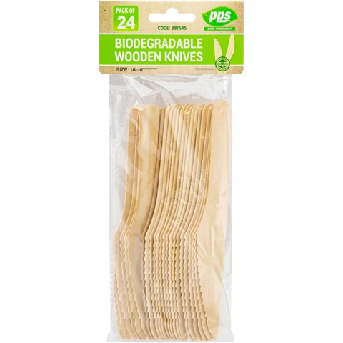 Biodegradable Wooden Knives 24 Pack