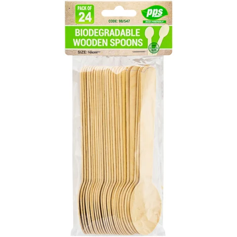 Biodegradable Wooden Spoons 24 Pack