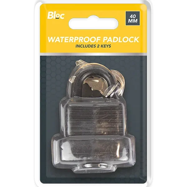 Bloc Waterproof Padlock With 2 Keys 40mm