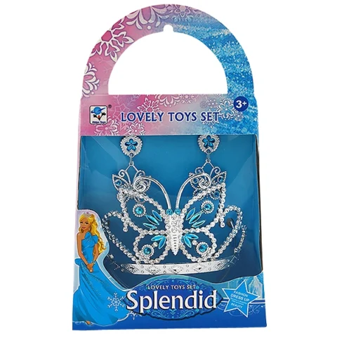 Blue Butterfly Tiara & Earrings Beauty Set
