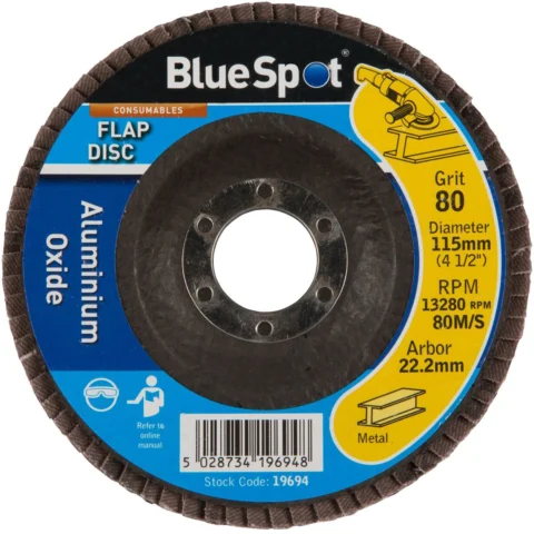 Bluespot 4.5" 120 Grit Aluminium Oxide Flap Disc (No Header Card)