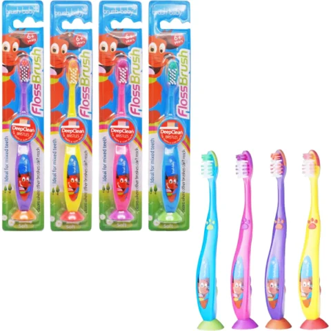 brush baby 6+ FlossBrush Deep Clean Kids Toothbrush Assorted Colours