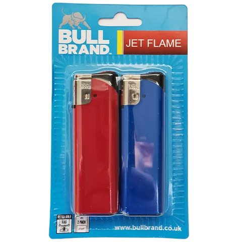 Bull Brand Jet Flame Assorted Colour Lighters 2 Pack