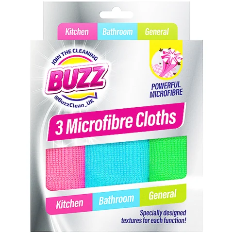 Buzz Microfibre Cloths 3 Pack