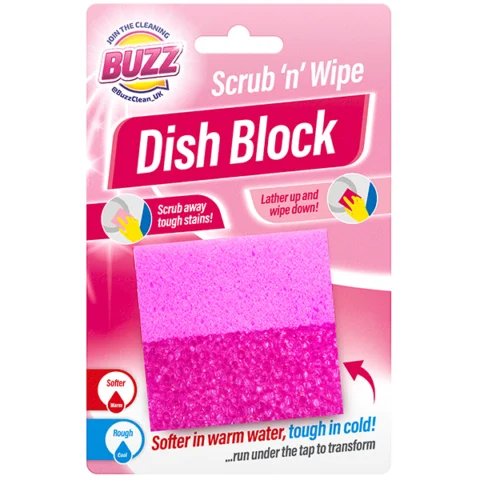 Buzz Pink Scrub 'N' Wipe Dish Block