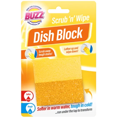 Buzz Yellow Scrub 'N' Wipe Dish Block