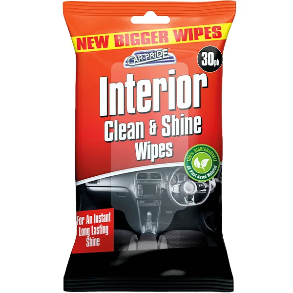 Car-Pride Biodegradable Interior Clean & Shine Wipes 30 Pack