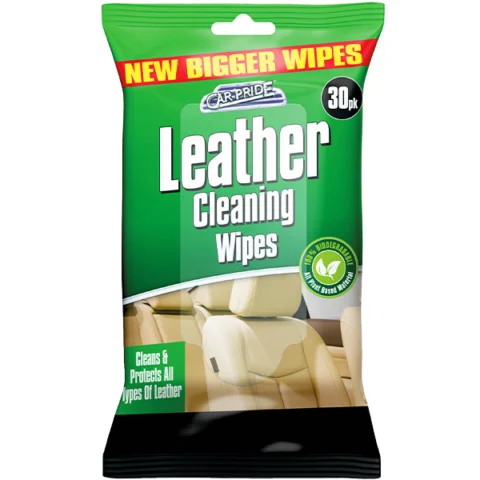 Car-Pride Biodegradable Leather Cleaning Wipes 30 Pack