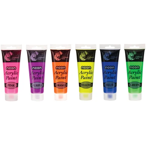 Chiltern Arts Neon Acrylic Paint 120ml Assorted Colours