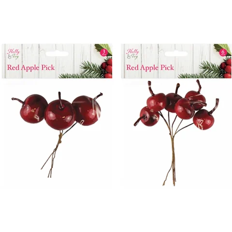 Christmas Artificial Red Apple Pick Assorted