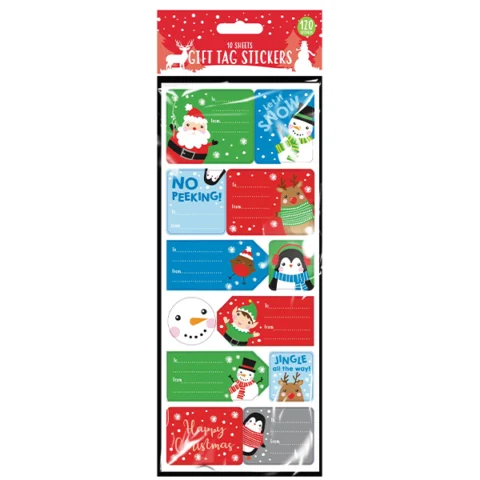 Christmas Assorted Sticky Gift Tags 120 Pack