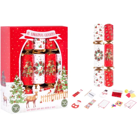 Christmas Family Red Crackers 12" 10 Pack