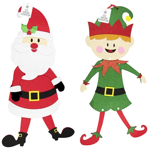 Christmas Felt Character Hanging Decoration Assorted