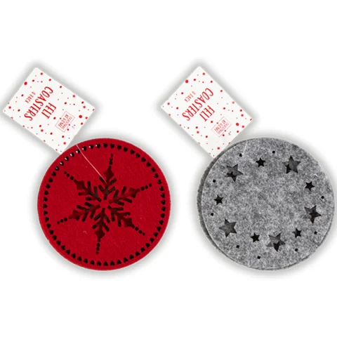 Christmas Felt Laser Cut Coasters 10cm 4 Pack Assorted