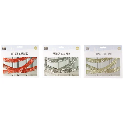 Christmas Foil Fringe Garland 5m Assorted Colours