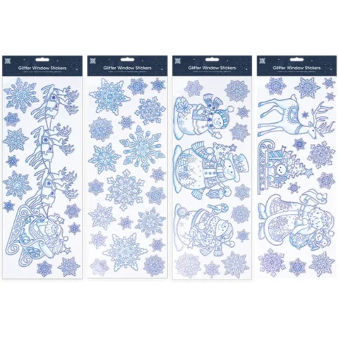Christmas Glitter Window Stickers Assorted