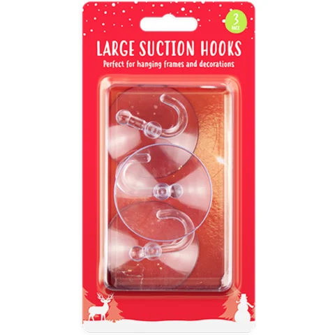 Christmas Large Suction Hooks 6cm 3 Pack