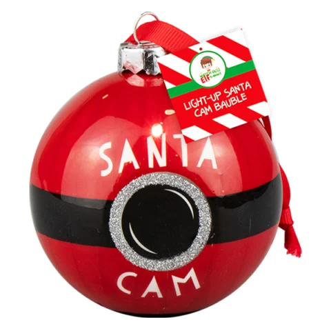 Christmas Light-Up Santa Cam Bauble