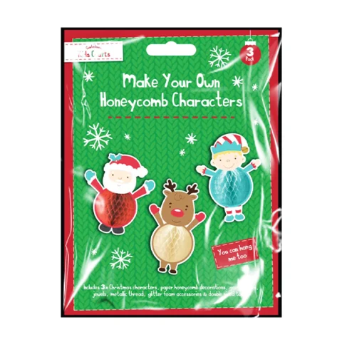 Christmas Make Your Own Honeycomb Characters 3 Pack