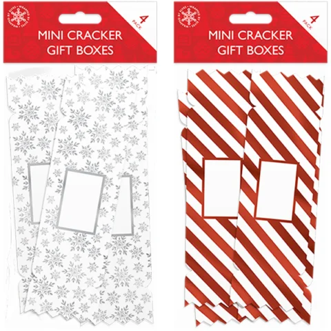 Christmas Mini Cracker Gift Boxes 4 Pack Assorted