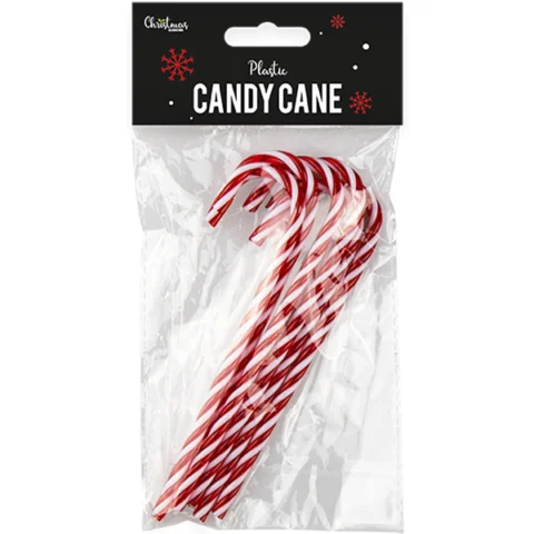 Christmas Plastic Candy Cane Decorations 15cm 6 Pack