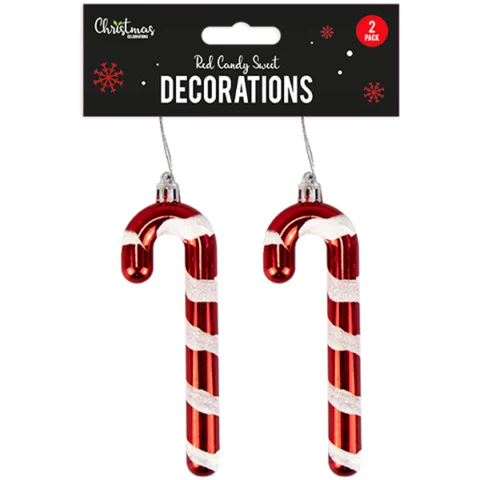 Christmas Red Candy Sweet Decorations 2 Pack