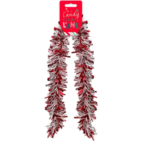 Christmas Red & White Tinsel 2m