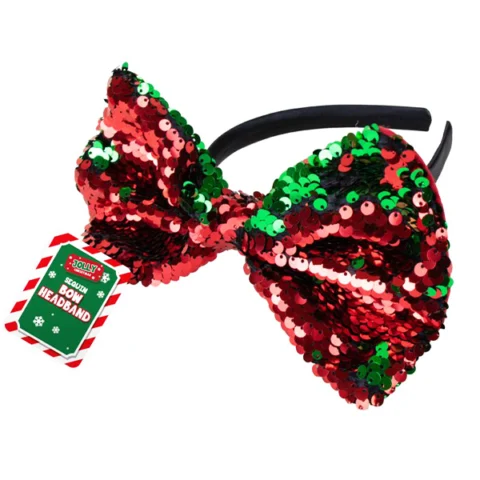 Christmas Reversible Sequin Bow Headband