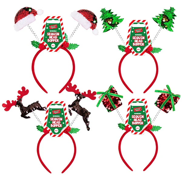 Christmas Reversible Sequin Head Boppers Assorted