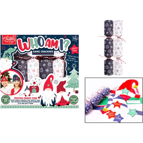 Christmas Who Am I Game Crackers 6 Pack 9"