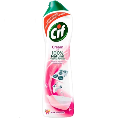 Cif Pink Flower Cream Natural Cleaning Particles 500ml 8 Pack