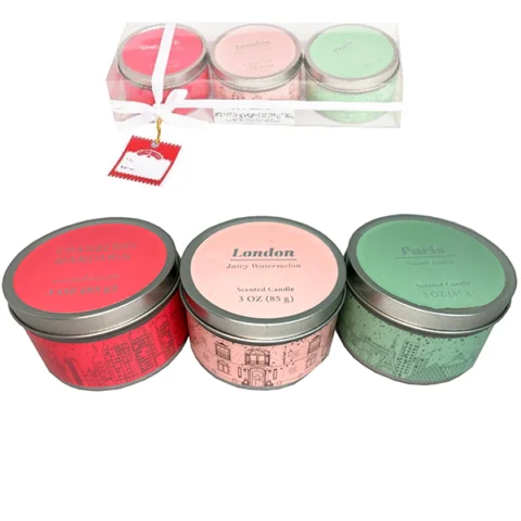 Cities Assorted Scented Tin Candles 3oz Gift Set 3 Pack