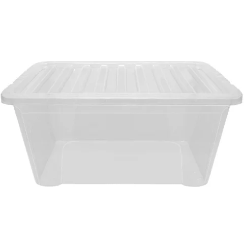 Clear Lidded Plastic Storage Box 110L