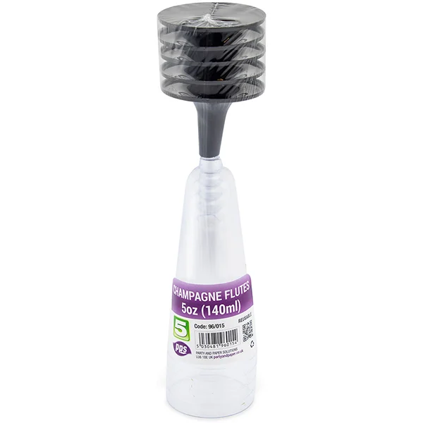 Clear Plastic Champagne Flutes 140ml