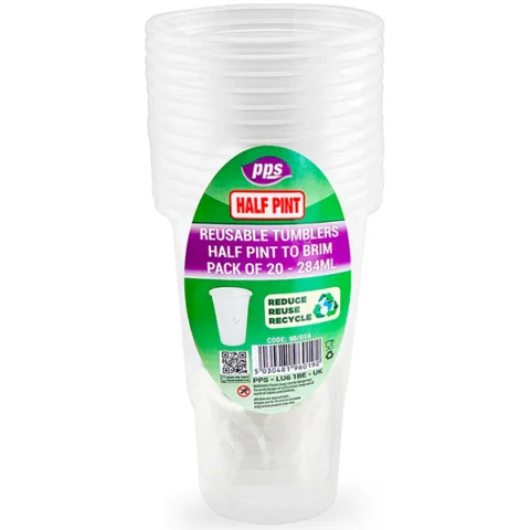 Clear Plastic Half Pint Tumbler 284ml 20 Pack