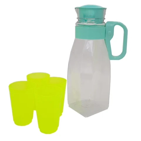 Clear Plastic Picnic Jug With 4 Fluorescent Cups