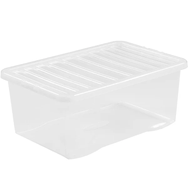 Clear Rectangular Storage Box with Lid 45L 59cm X 40cm X 26.5cm