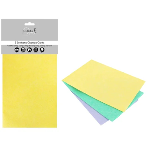 Coco & Gray Assorted Colour Synthetic Chamois Cloths 3 Pack