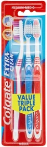 Colgate Extra Clean Medium Toothbrushes 3 Pack