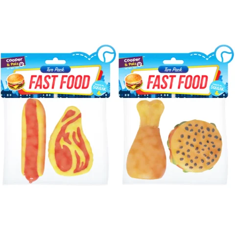 Cooper & Pals Fast Food Dog Toys 2 Pack Assorted