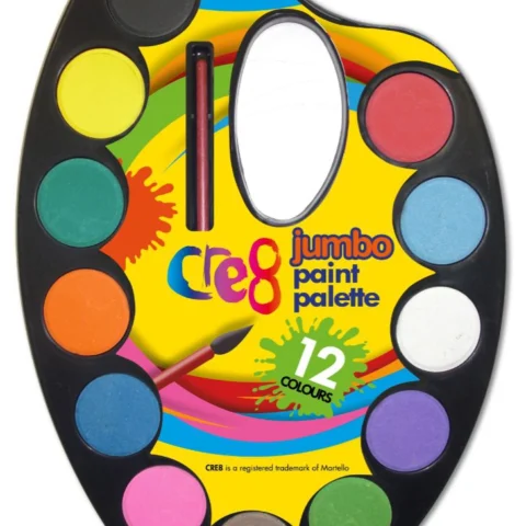 Cre8 12 Colour Jumbo Paint Palette With Brush