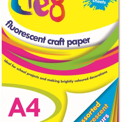 Cre8 A4 Assorted Colour Fluorescent Craft Paper