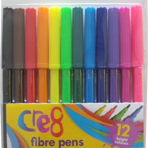 Cre8 Fibre Pens Assorted Colours 12 Pack