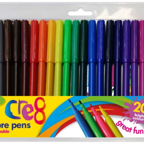 Cre8 Fibre Pens Assorted Colours 20 Pack