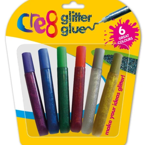 Cre8 Glitter Glue Assorted Colours 6 Pack