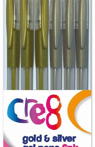 Cre8 Gold And Silver Gel Pens 6pk