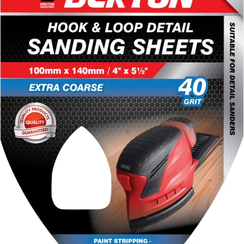Dekton 100mm X 140mm Hook & Loop Detail Sanding Sheets 40 Grit