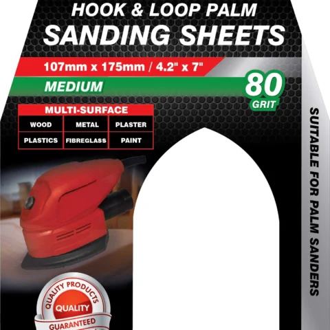 Dekton 107mm X 175mm Hook & Loop 80 Grit Palm Sanding Sheets 5 Pack